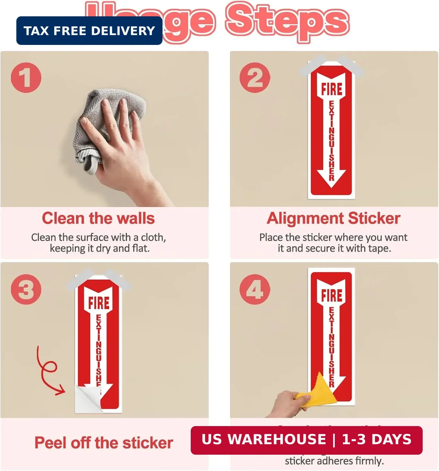 Fire Extinguisher Stickers 4×12 Inch, 5PCS Fire Extinguisher Signs, Fire Extingu