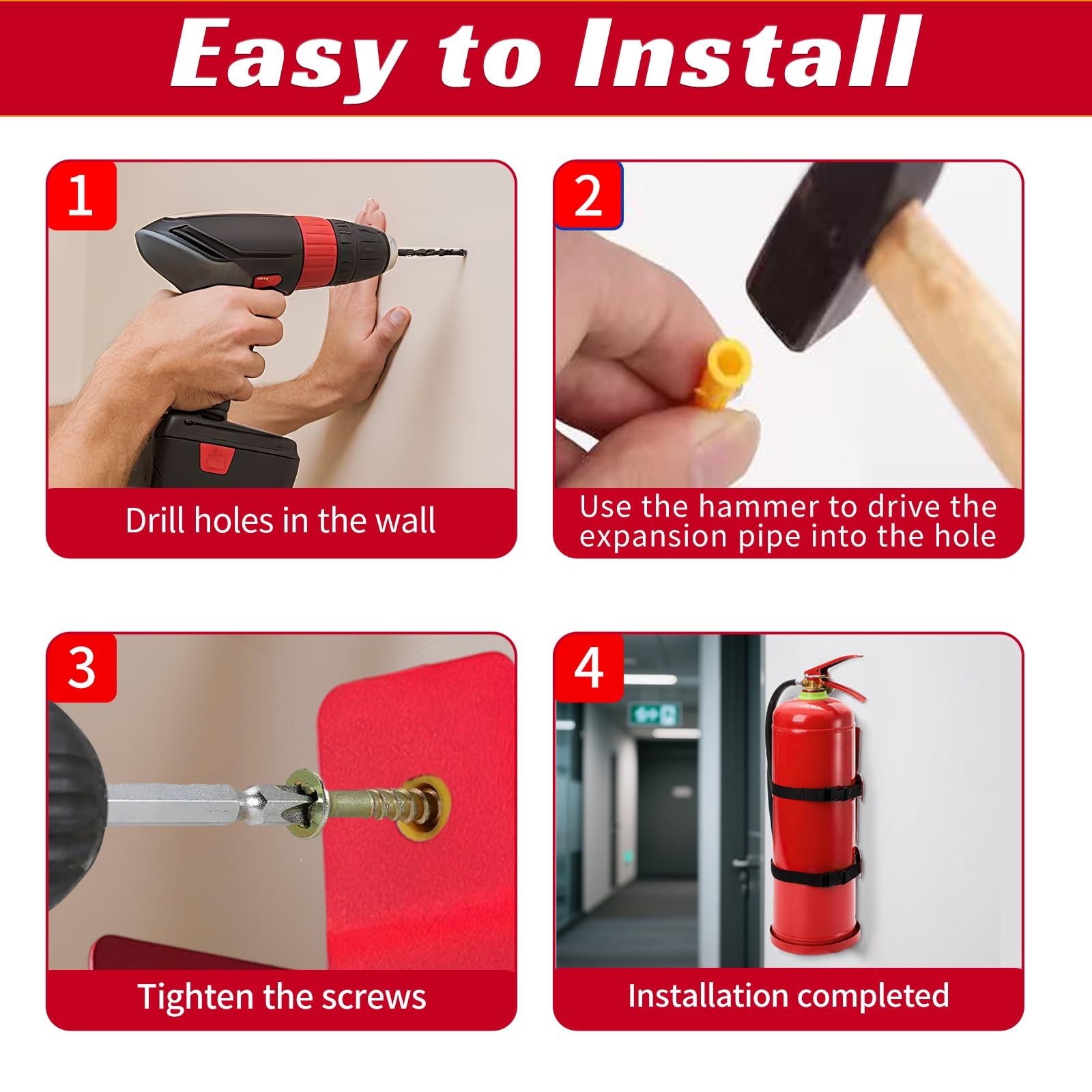 Wall Mounted Fire Extinguisher Mount Bracket For 5 Pound Home Car RV Truck