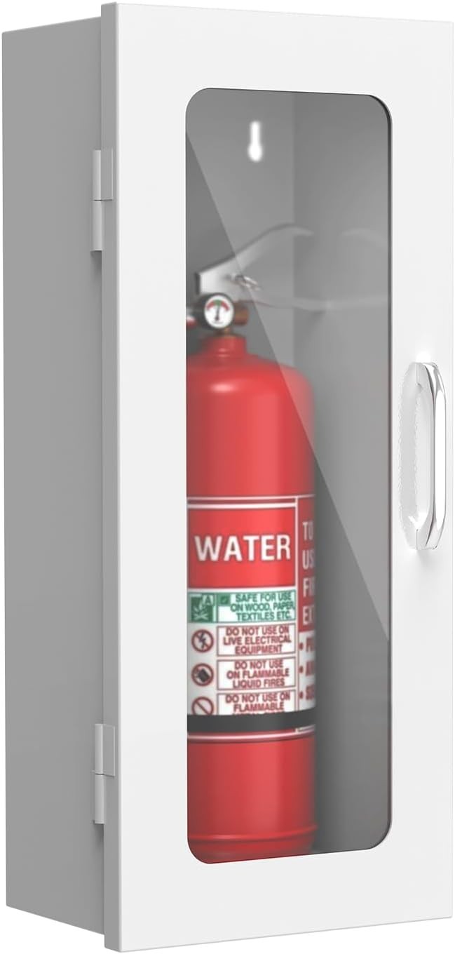 Fire Extinguisher Cabinet 10 lb Wall Mount Steel Safety Storage White