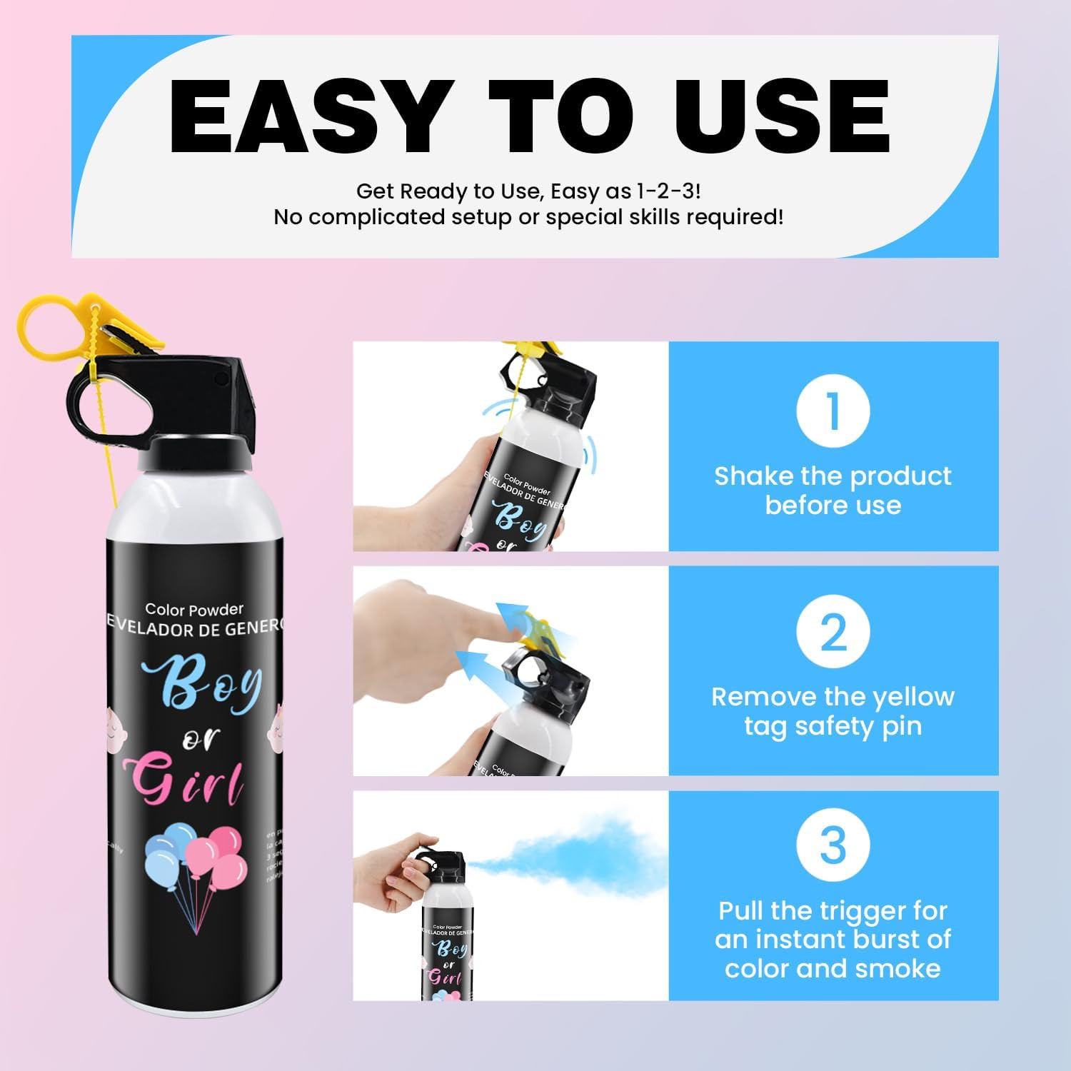 Gender Reveal Fire Extinguisher 2 Pack Boy Blue Extinguishers for Baby Reveal Ge