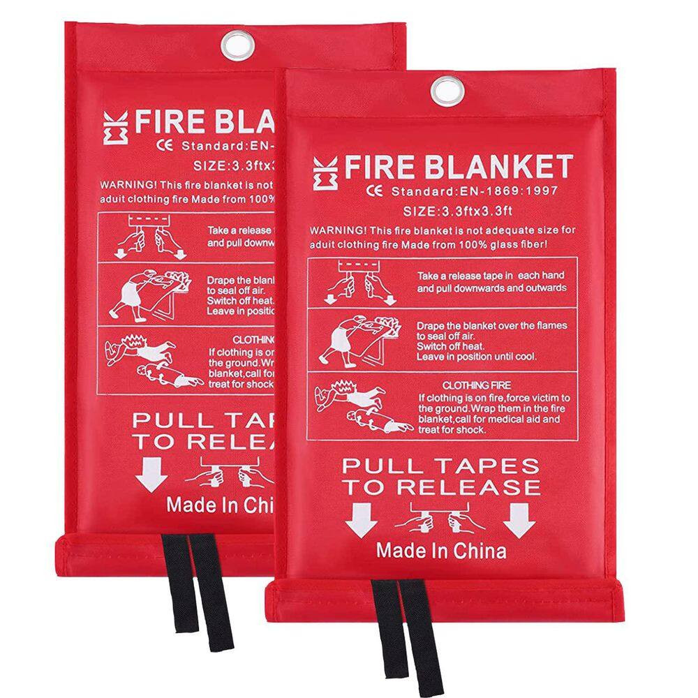 Fiberglass Emergency Fire Blanket Safety Suppression Flame Retardant Survival Ki