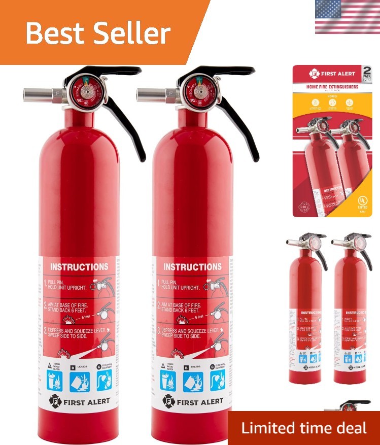 Home1 All-Metal Fire Extinguisher Set: Safe, Reliable, Rechargeable, 2-Pack