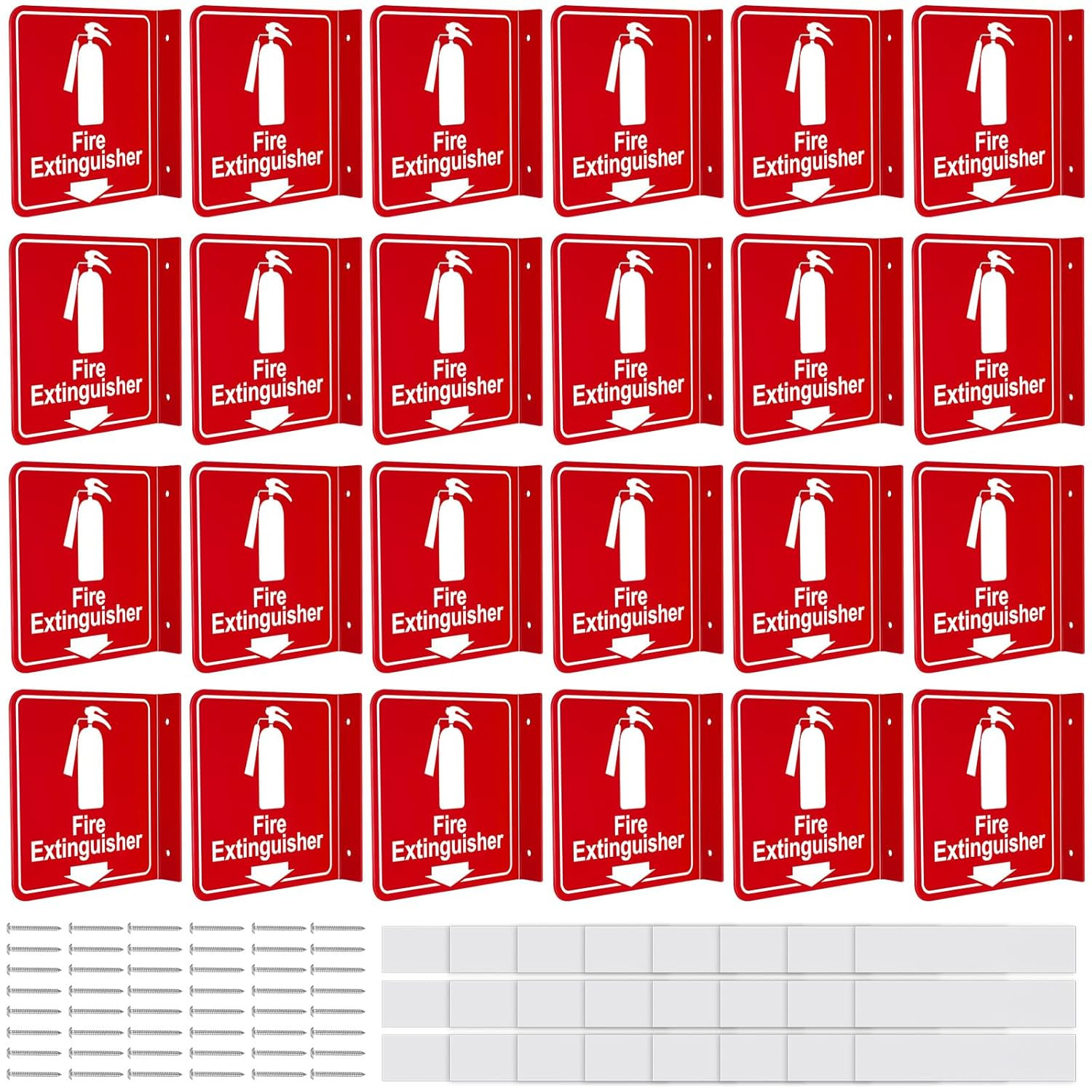24 Pcs Fire Extinguisher Signs 6.3″ X 6.3″ Fire Extinguisher with Pre Drilled Mo