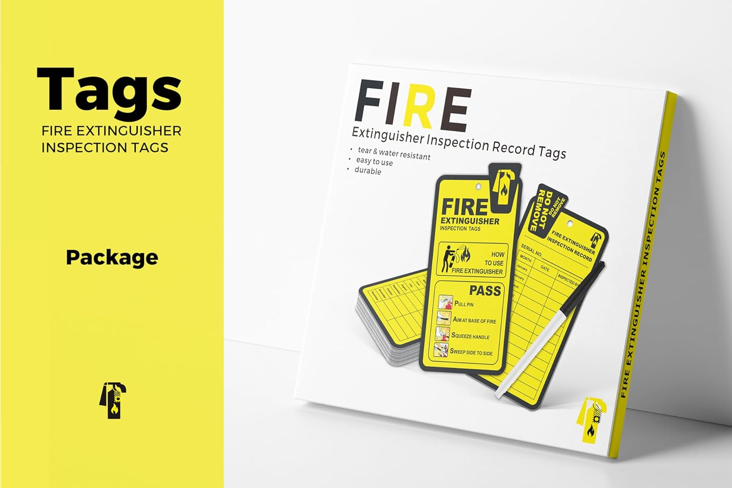 Fire Extinguisher Inspection Tags 2026-2029, 25 Pack Yearly Monthly Fire Extingu