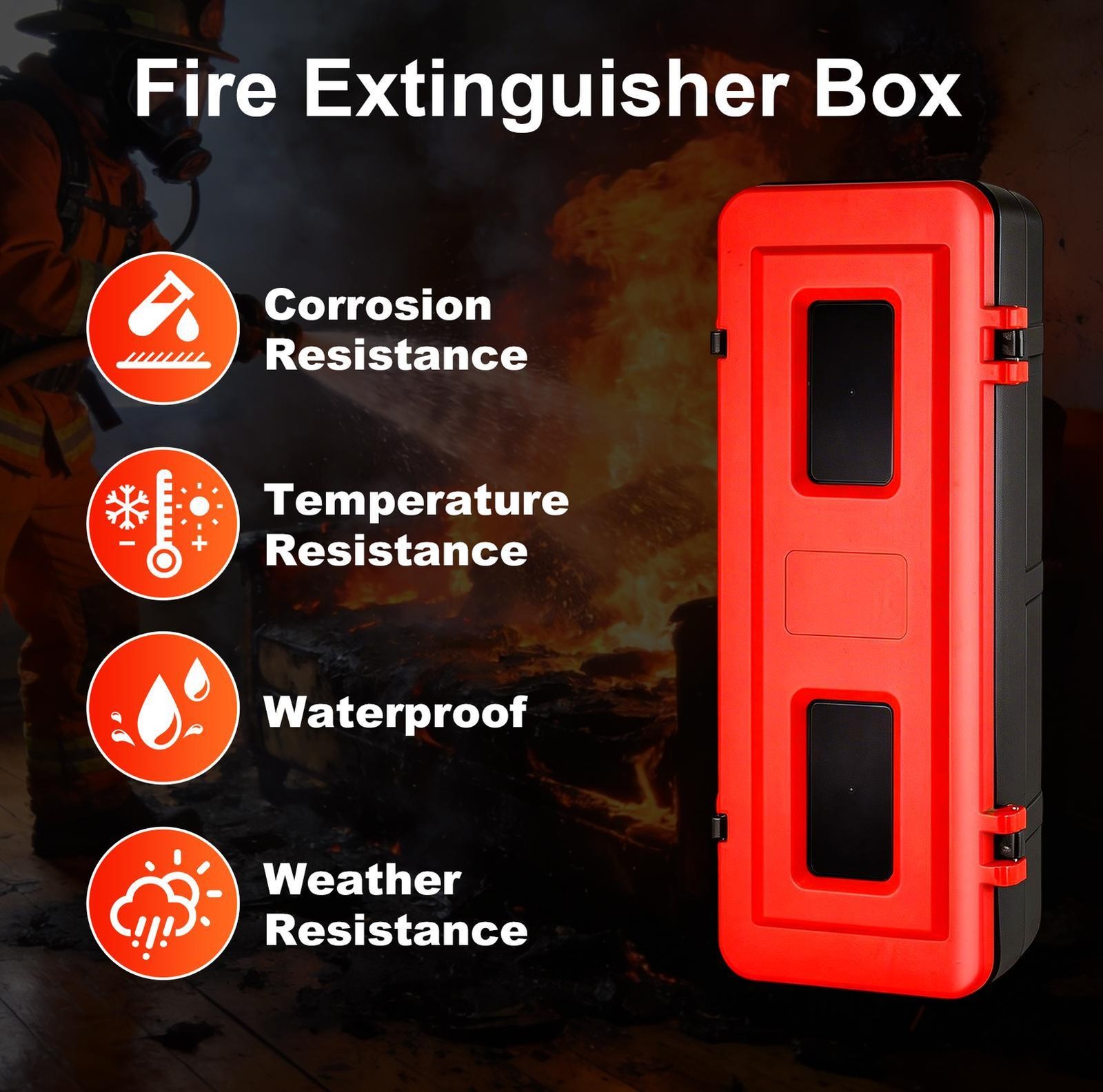20 LB Red Fire Extinguisher Cabiner Indoor/Outdoor W/Latches