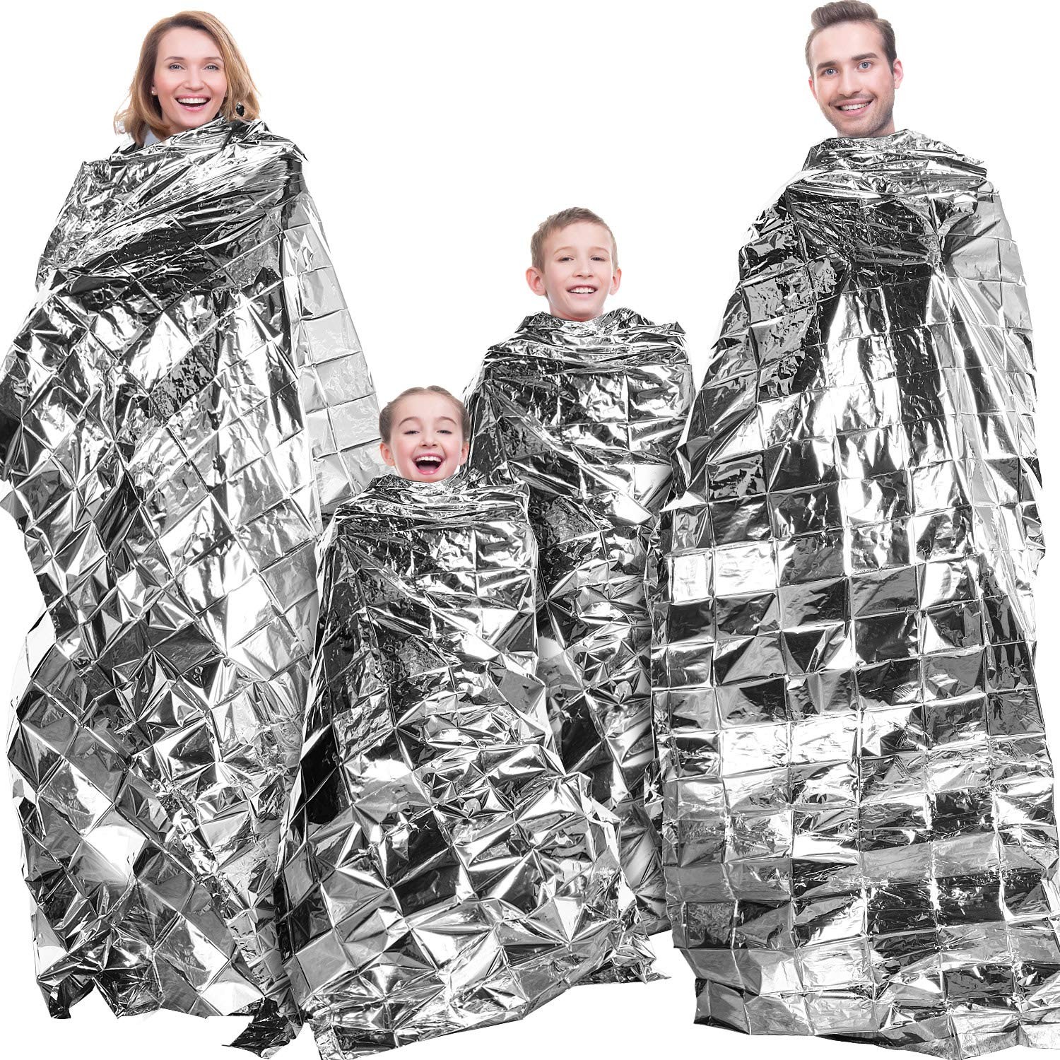 4 Pcs Emergency Blankets High Silver Reflective Foil Sheet Heat Foil Protecti…