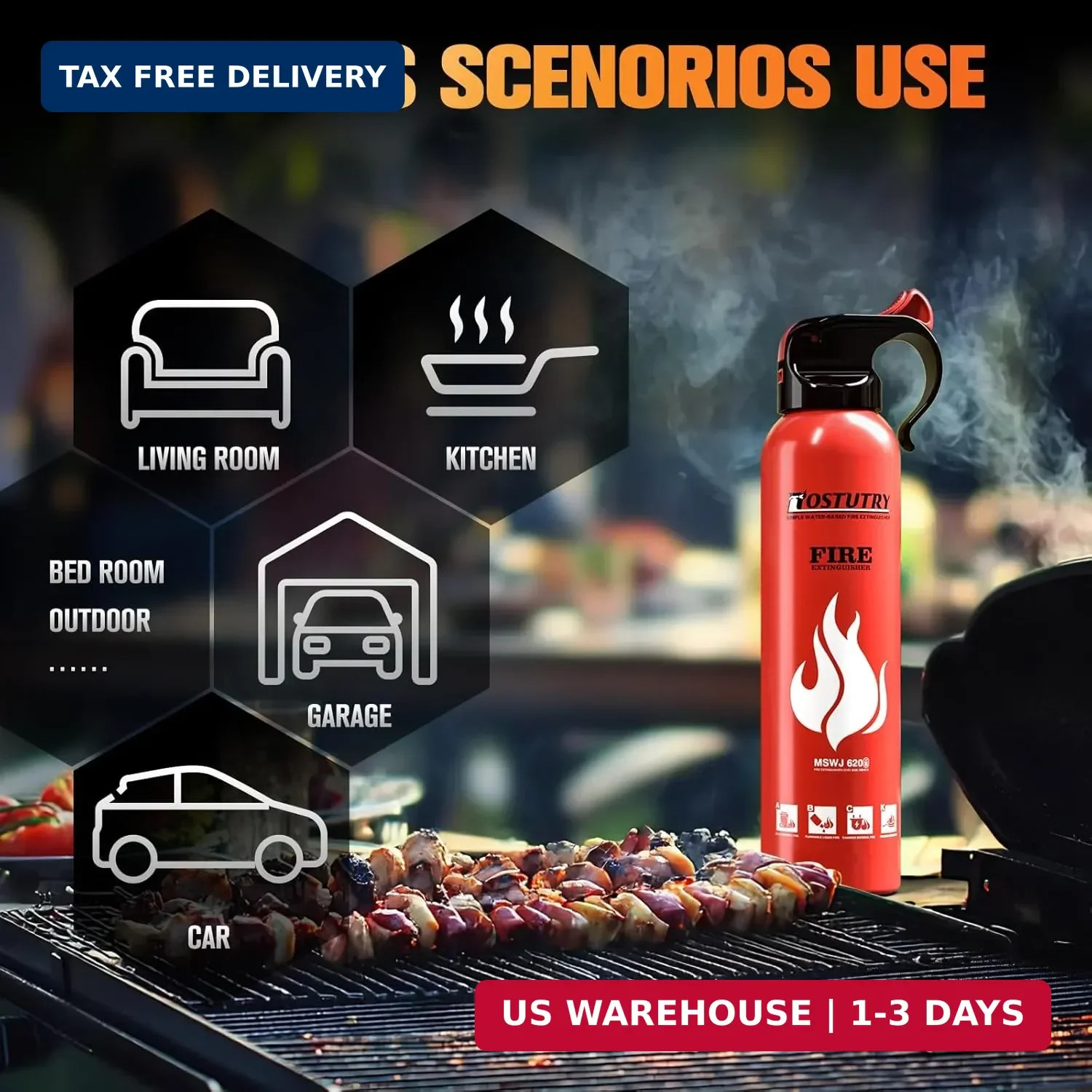 Upgraded 8-IN-1 Fire Extinguisher for Home Vehicle Car Kitchen Boat, Small Fire