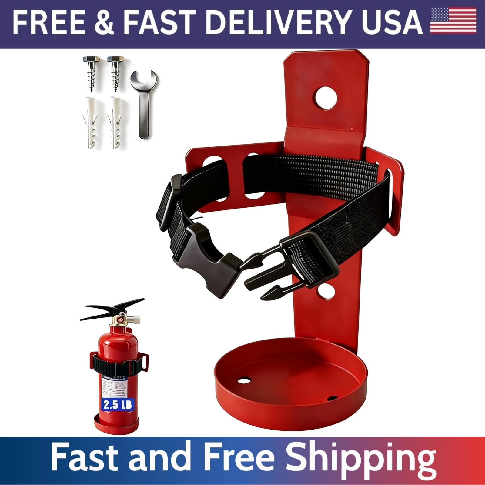 Heavy Duty Metal Quick Release Fire Extinguisher Wall Mount Bracket 2.5LB