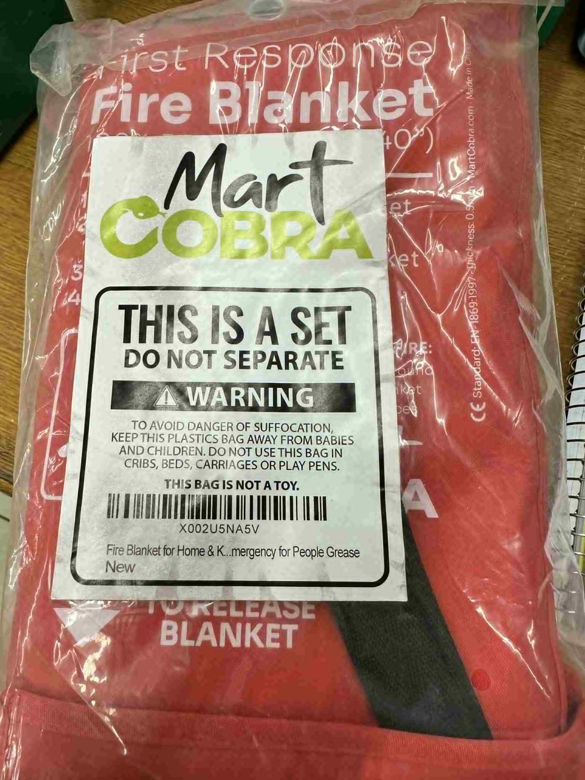 LOT Of 2 Mart Cobra First Response Fire Blanket 40×40 100% Fiberglass Home Use