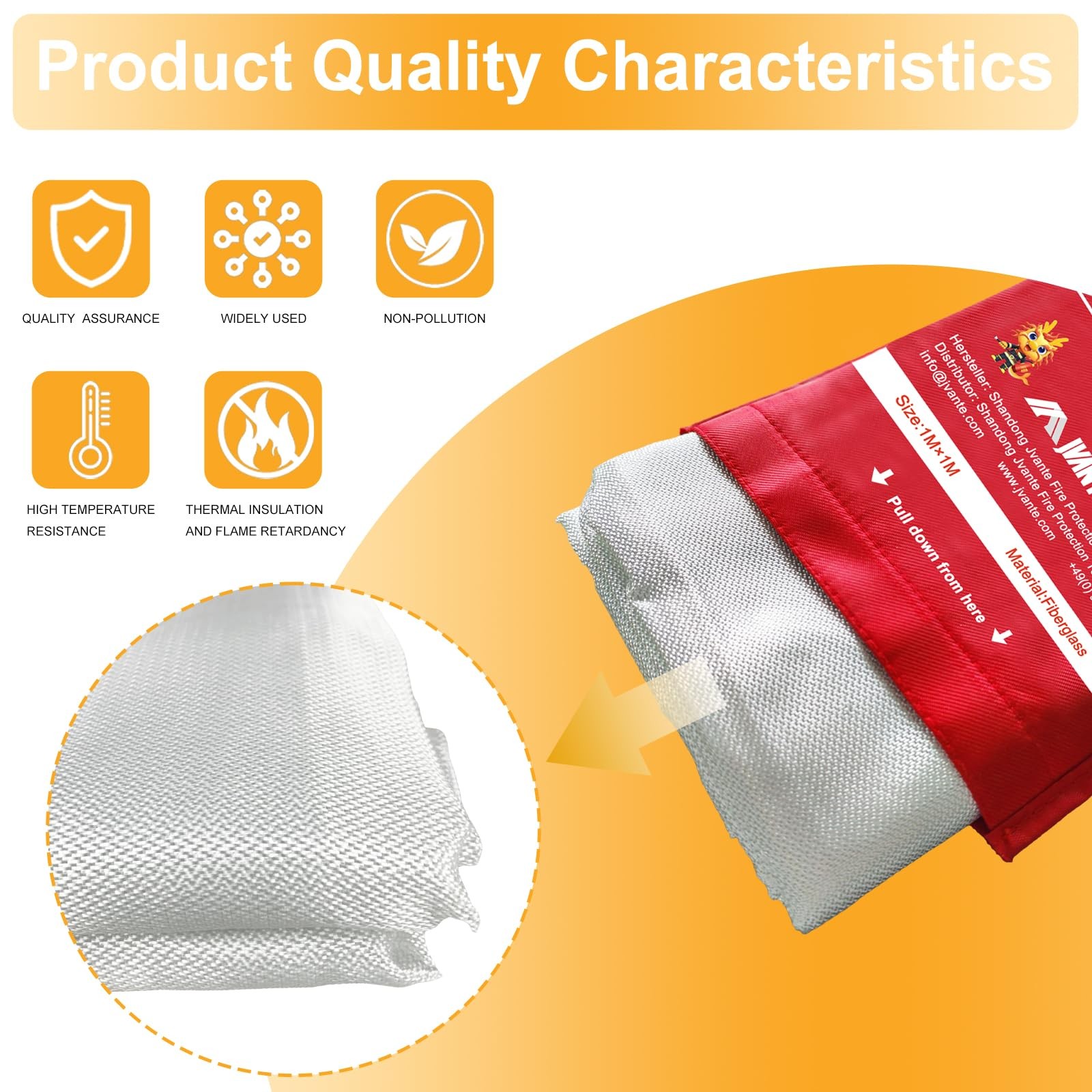 Jvante Emergency Fire Blanket-4 Pack for Home and Kitchen – 40″x40″ Fiberglas…