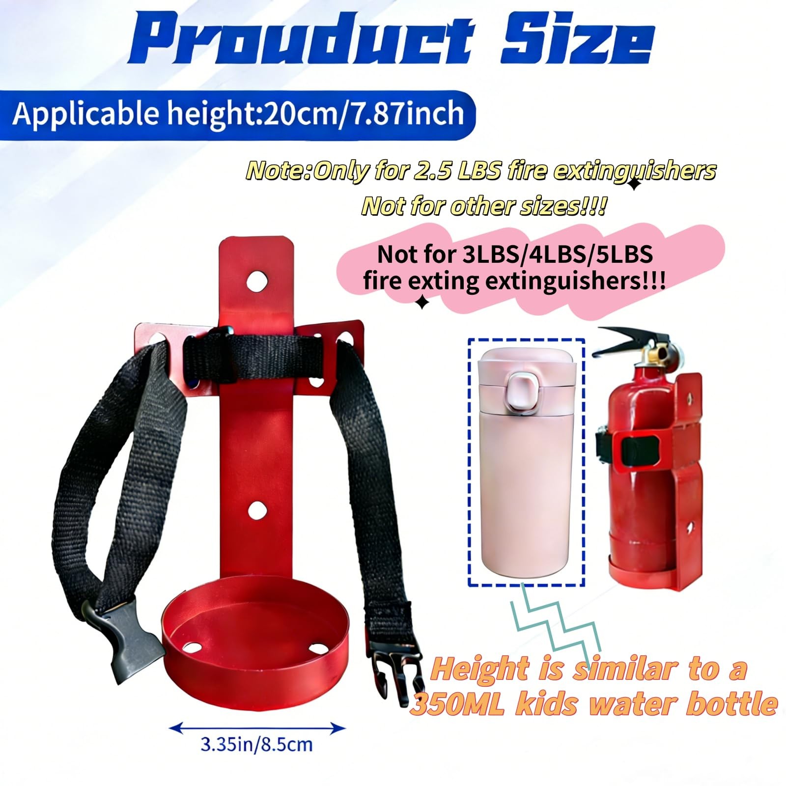 Heavy Duty Wall Mounted Fire Extinguisher Mount Bracket For 2.5 LBS Size