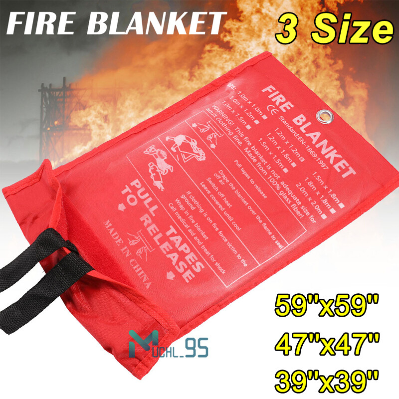 FIRE BLANKET Fiberglass Emergency Home Office Retardant Prepared 59”x59”,LARGE