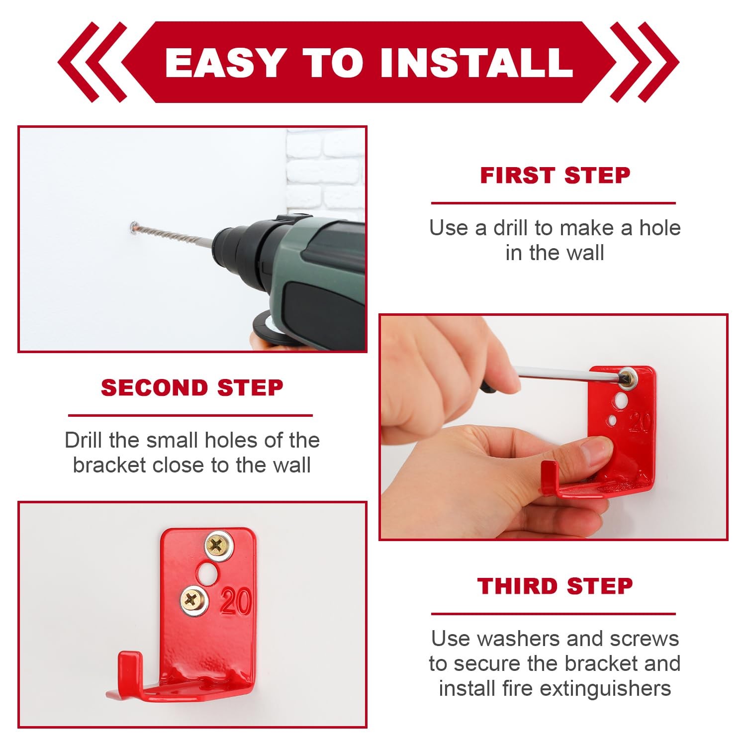 16 PCS Fire Extinguisher Mount Bracket Holder Fits 540 lb Cabinet Hook
