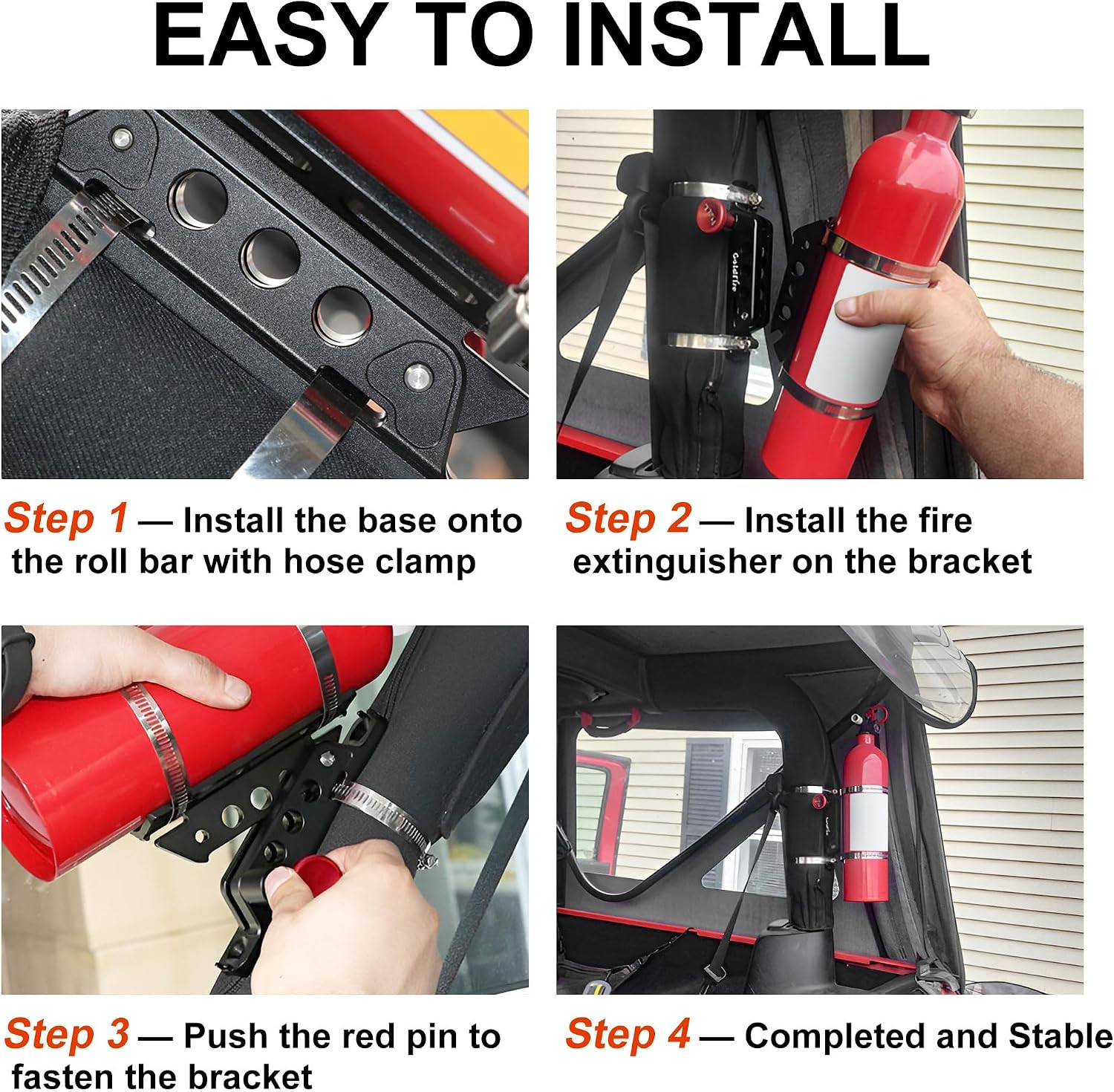 Quick Release Fire Extinguisher Mount Bracket Holder Aluminum Roll Bar Mount Bot