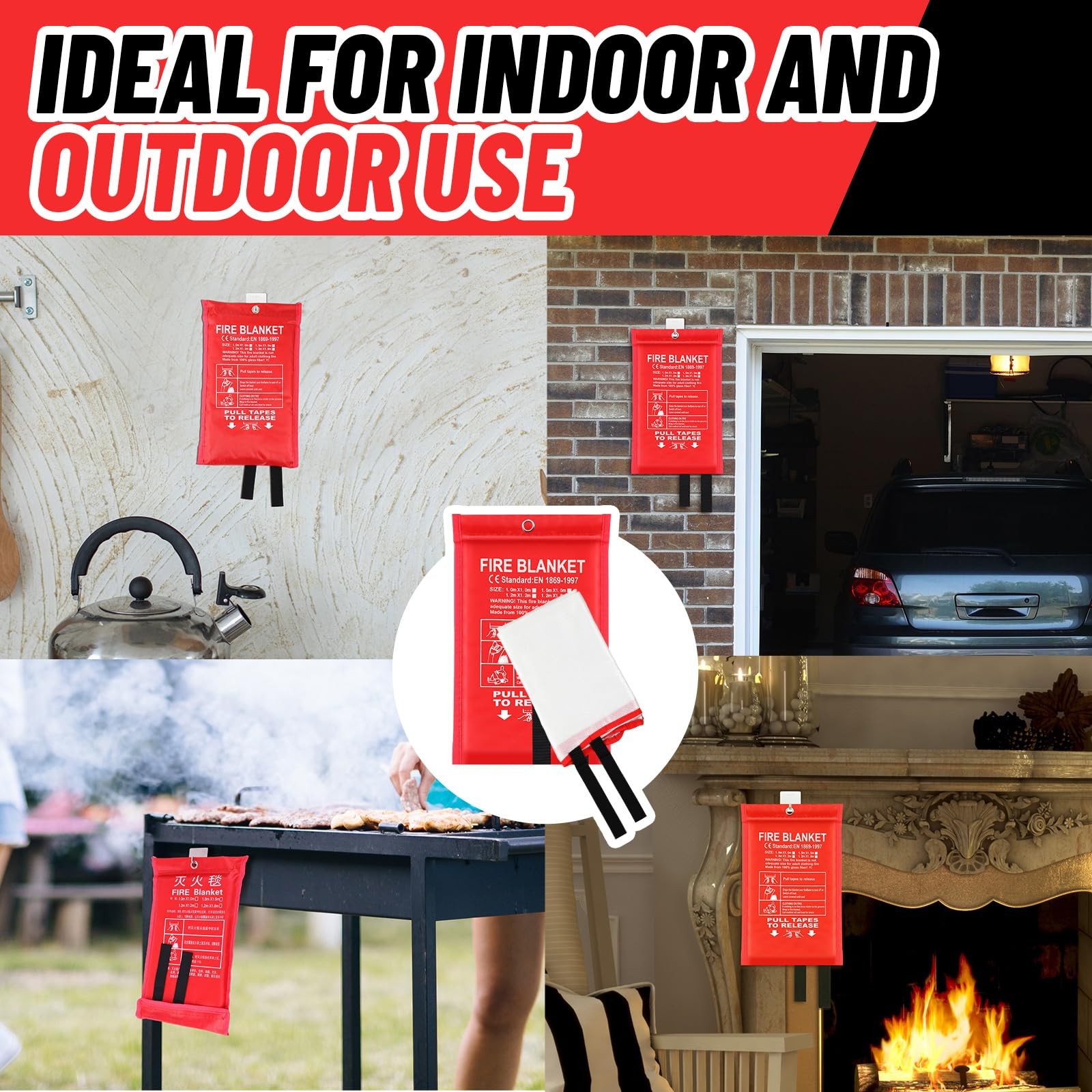 30 Pcs Fire Blankets for Home and Kitchen 40×40 Inch 10 Fiberglass Fire Suppr…