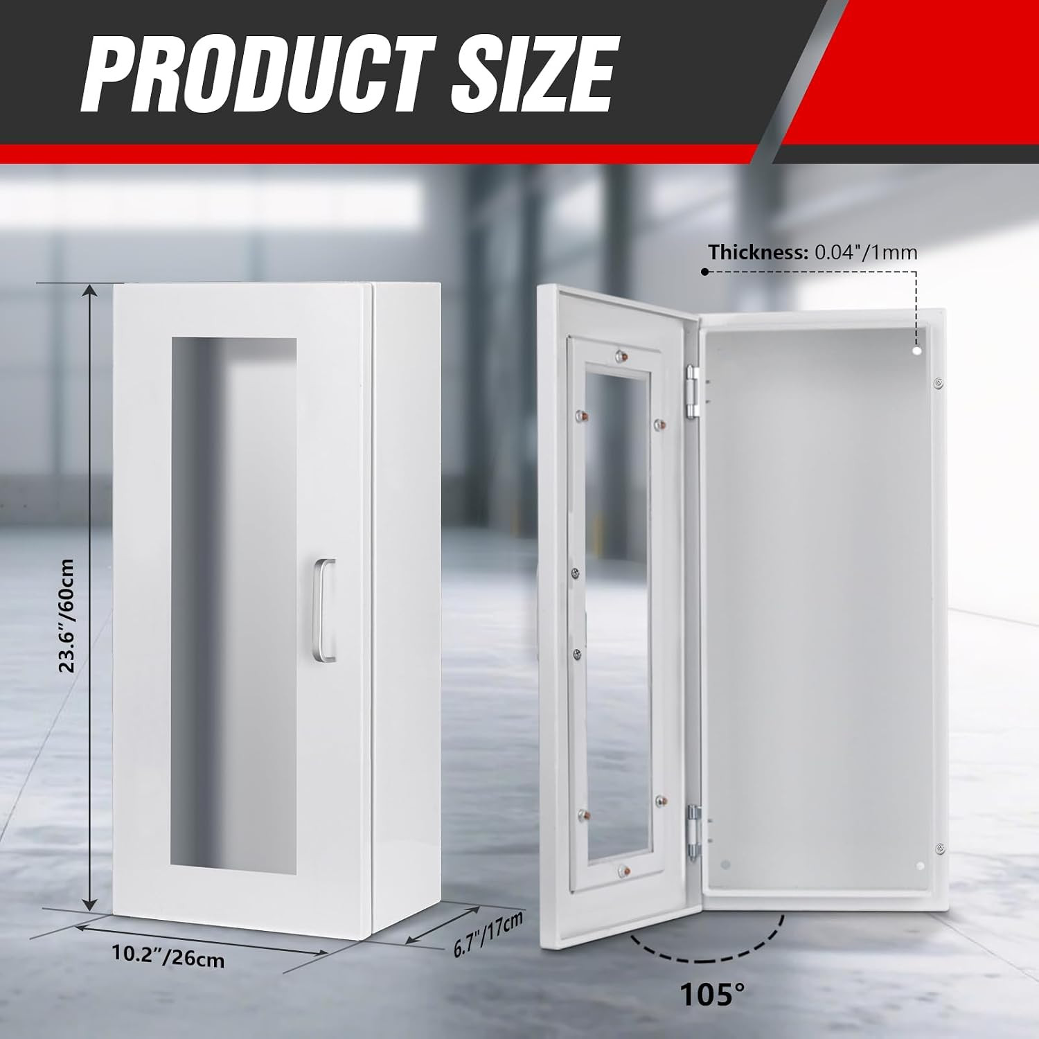 Fire Extinguisher Cabinet Wall with Magnetic Door & Handle for 5-12 Pounds Extin