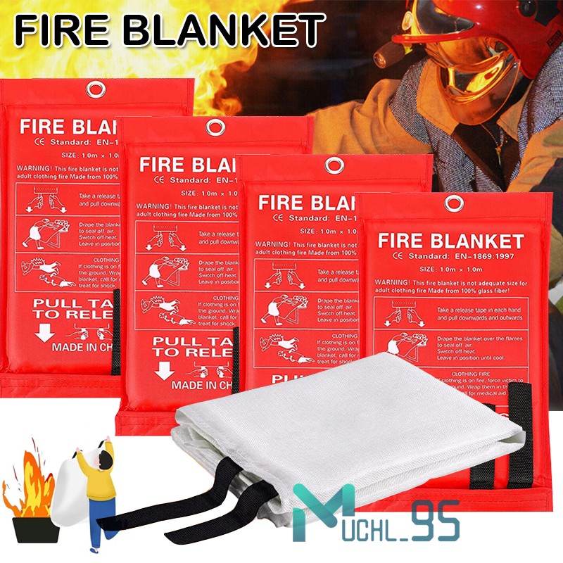 8/4PCS LARGE FIRE BLANKET Fiberglass Emergency Home Retardant Prepared 59”x59”