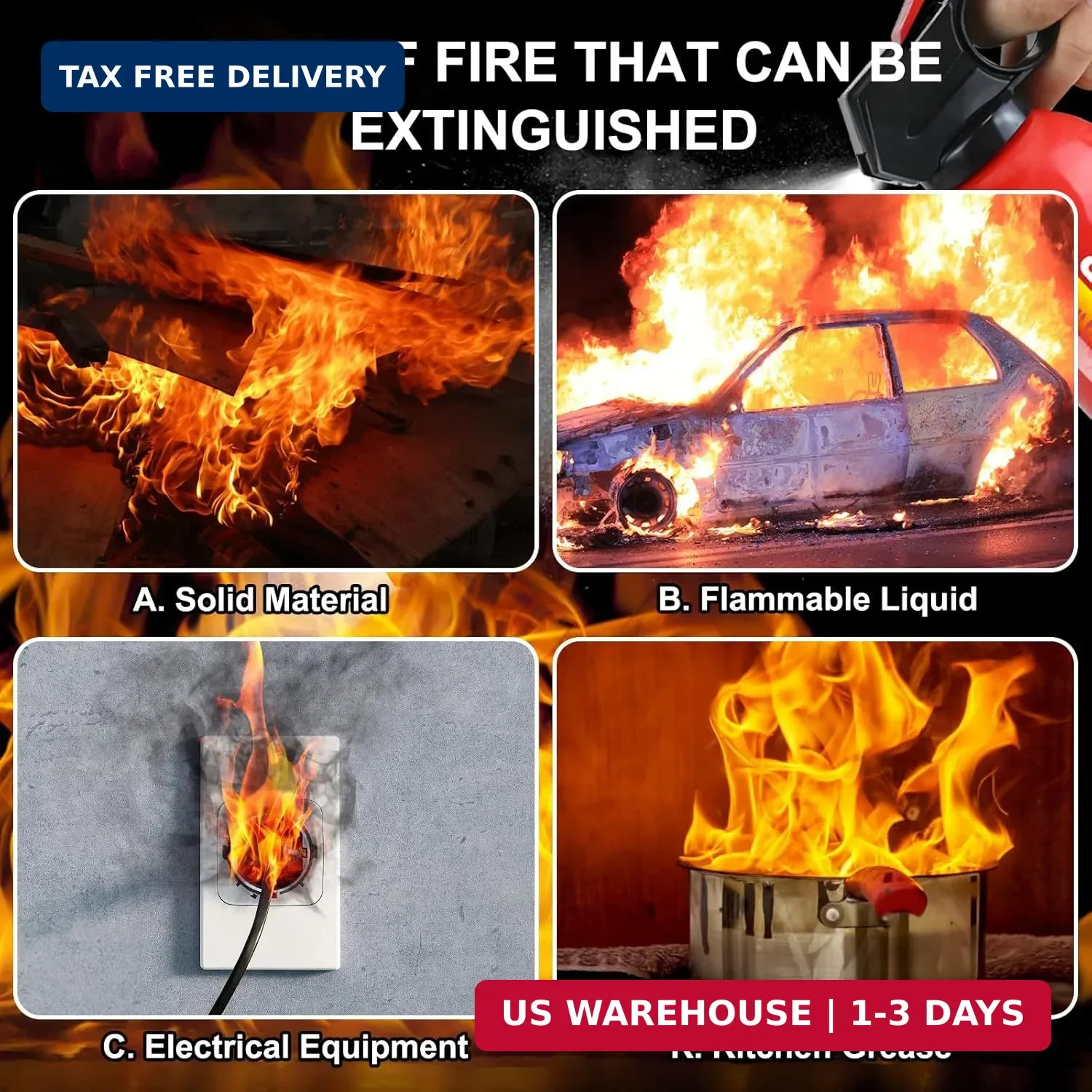 Fire Extinguisher for Home with Wall Mount – 4 Pack Upgraded 8-in-1 Portable Fir