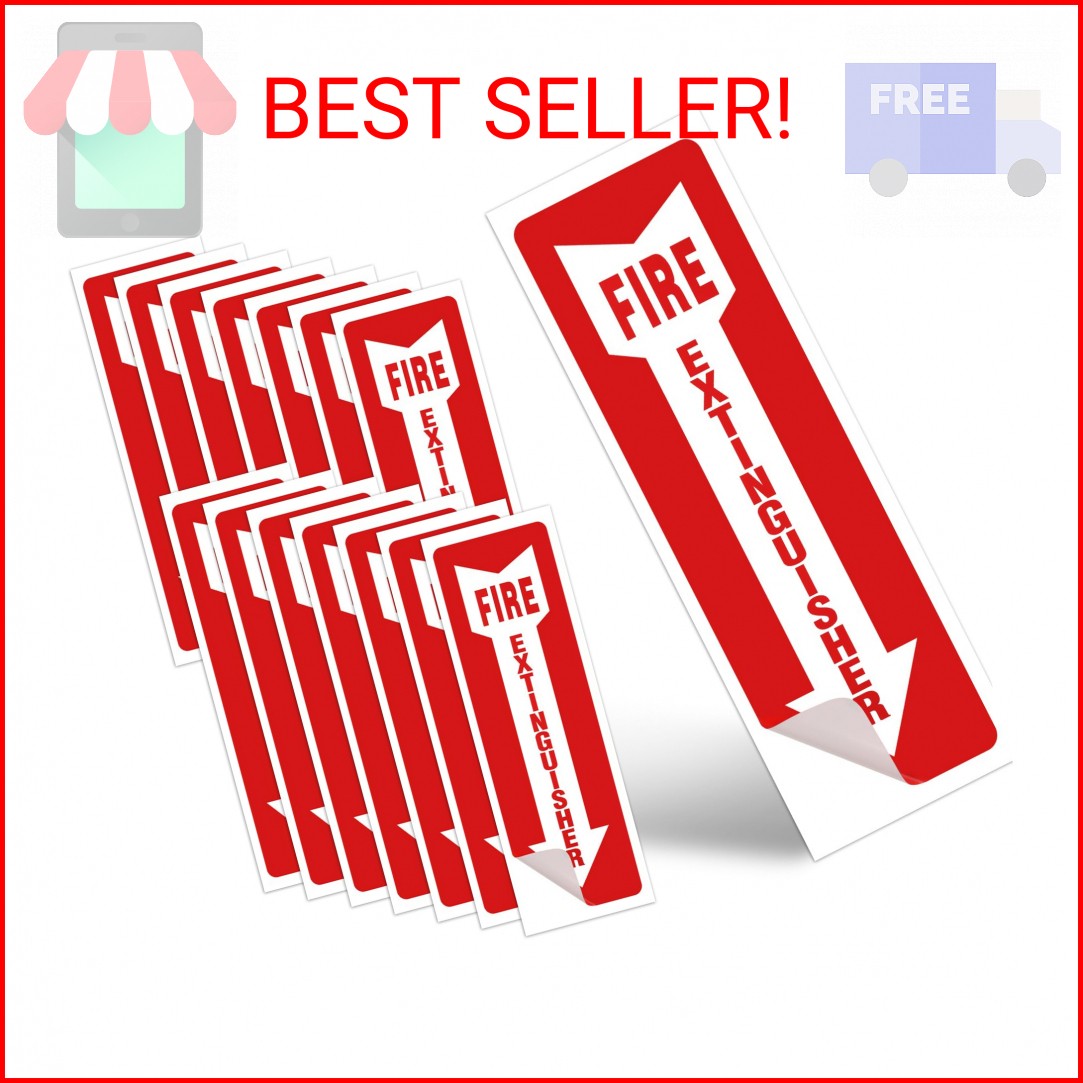 Fire Extinguisher Signs, 15 Pack 4×12 Inch Fire Extinguisher Signs for Home Busi