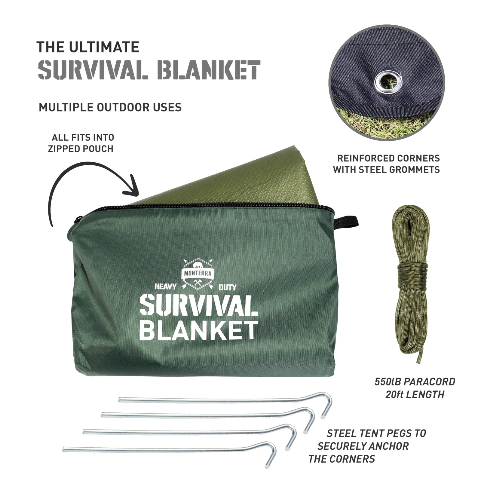 Insulated Tarp, Emergency Survival Blanket, 60” X 84”, Heavy Duty Waterproof Gro