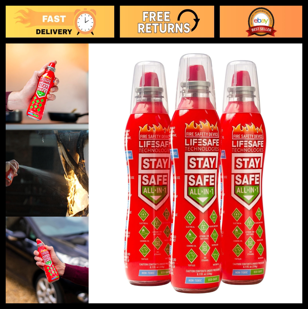 Portable Fire Extinguishing Spray | Compact Non-Toxic Fire Spray for Home & Gara