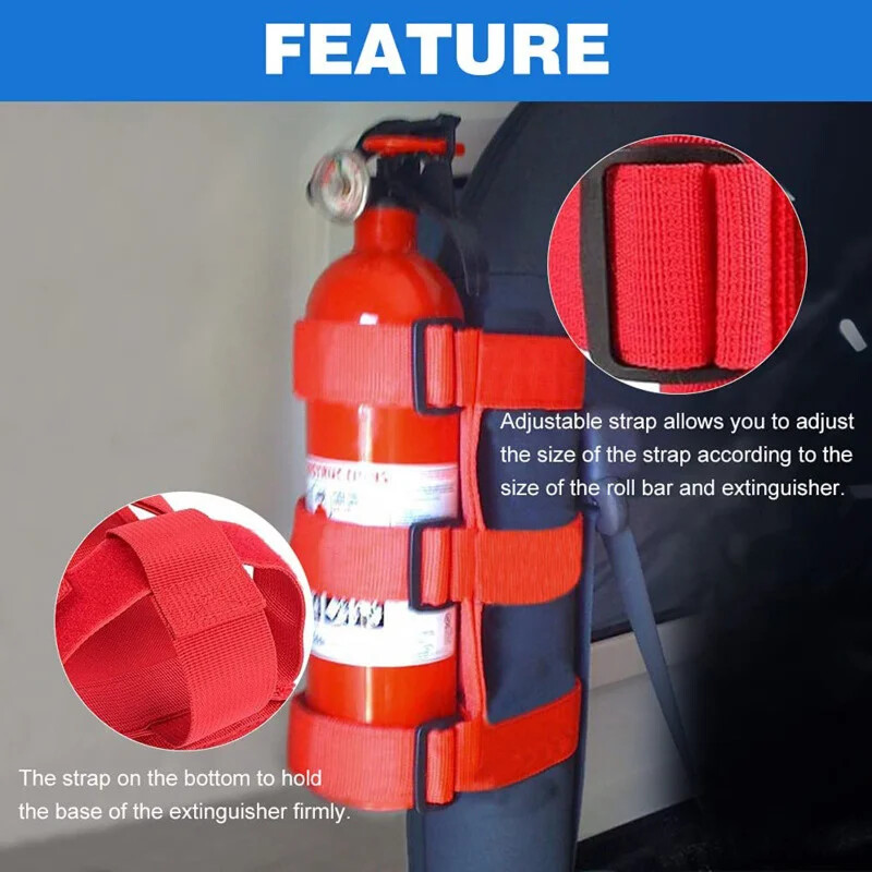 Universial Fire Extinguisher Holder Strap Adjustable Roll Bar For Car Truck Van