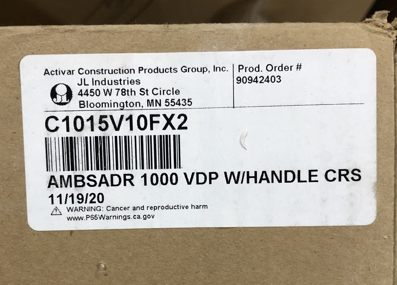 JL Industries Ambassador 1000 VDP w/Handle Fire Extinguisher Cabinet C1015V10FX2