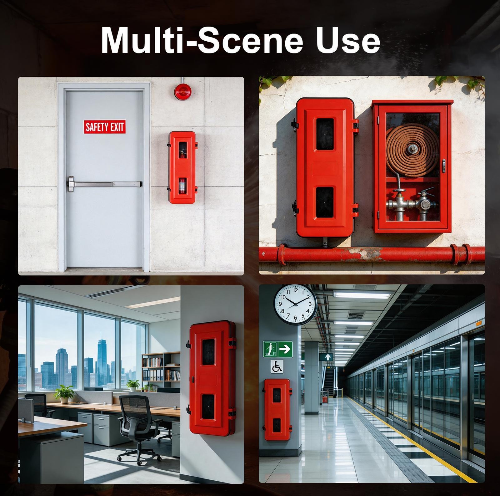 Industrial Plastic Fire Extinguisher Cabinet with Window Fits 20 lbs. Red