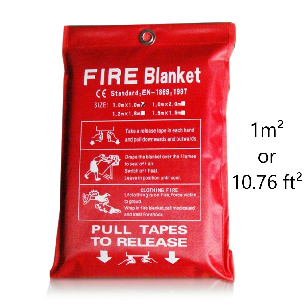 1m² Emergency Fire Blanket Quick Release In Case For Home Office Car US STOCK