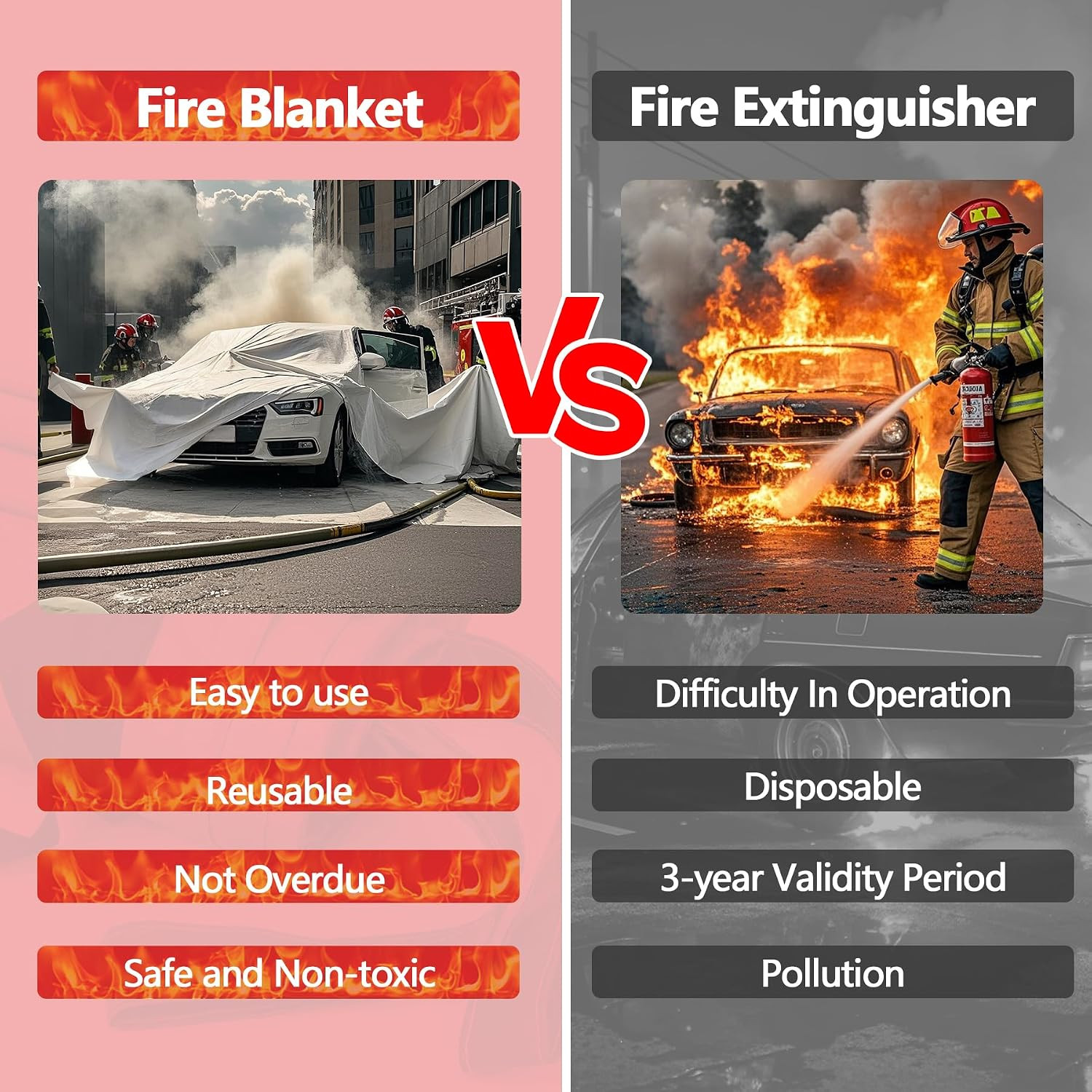 Vehicle Fire Blanket, Emergency Fire Extinguisher Blanket for Car,Survival Safet