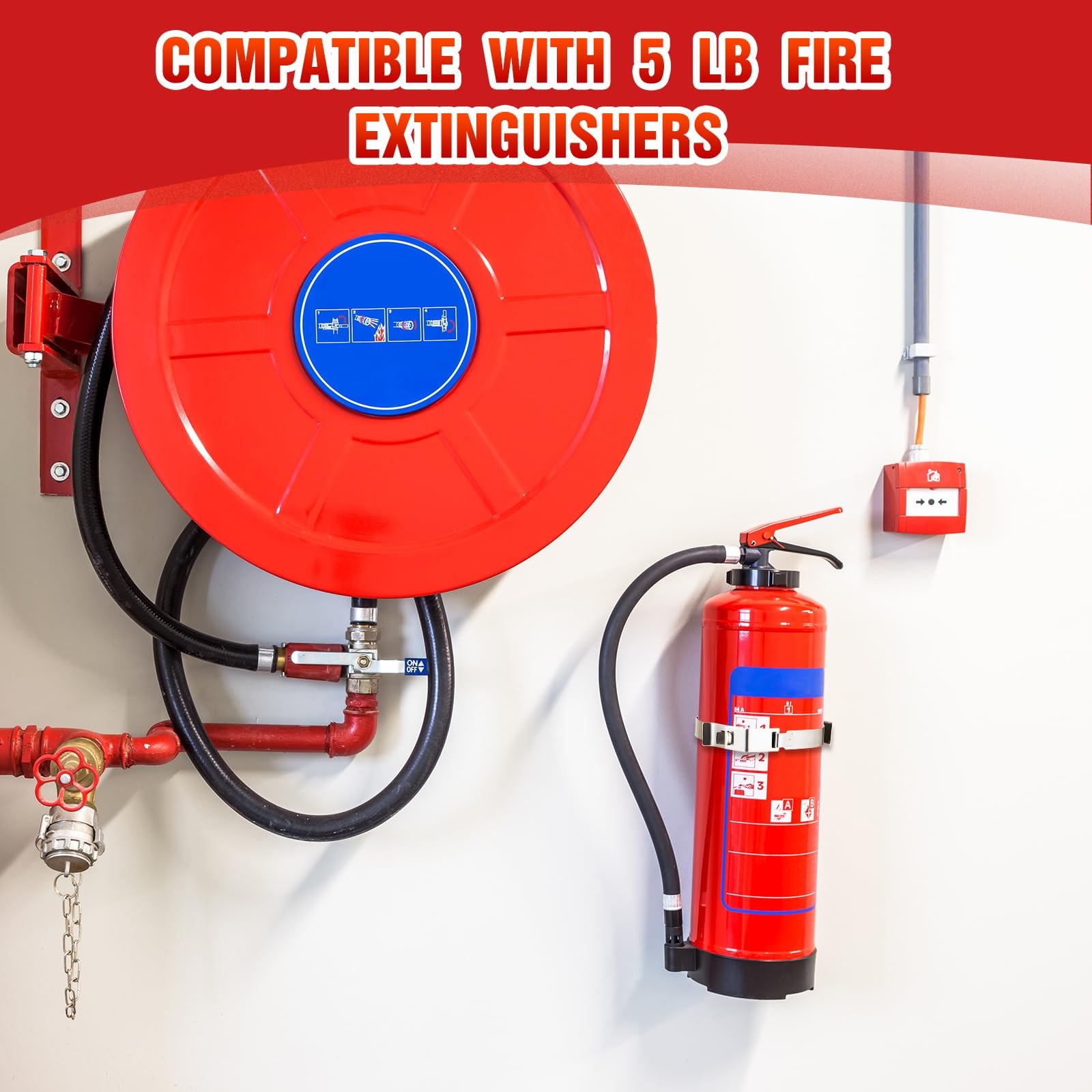 2 PCS Fire Extinguisher Bracket Wall Mount Stainless Steel 5 Lb Black