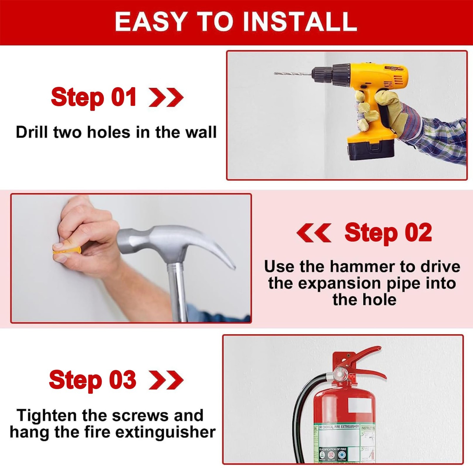 4 Pack Heavy Duty Universal U Hook Fire Extinguisher Bracket Wall Mount Holder