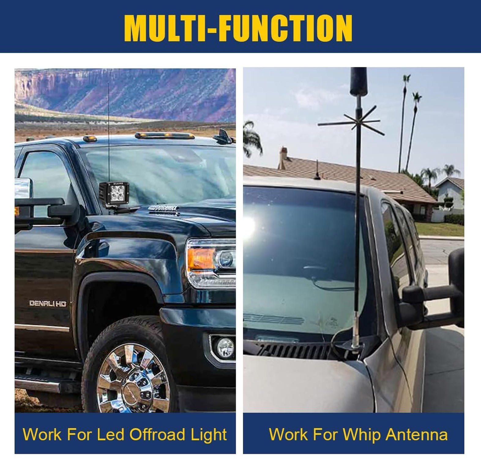 ADTOPI Black Metal Hood Mount Bracket for Offroad Light Cube Light Whip Anten…