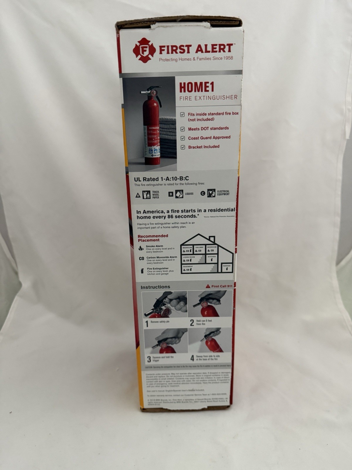 First Alert HOME1 2.5 lb ABC Standard Home Fire Extinguisher Rechargeable, Red