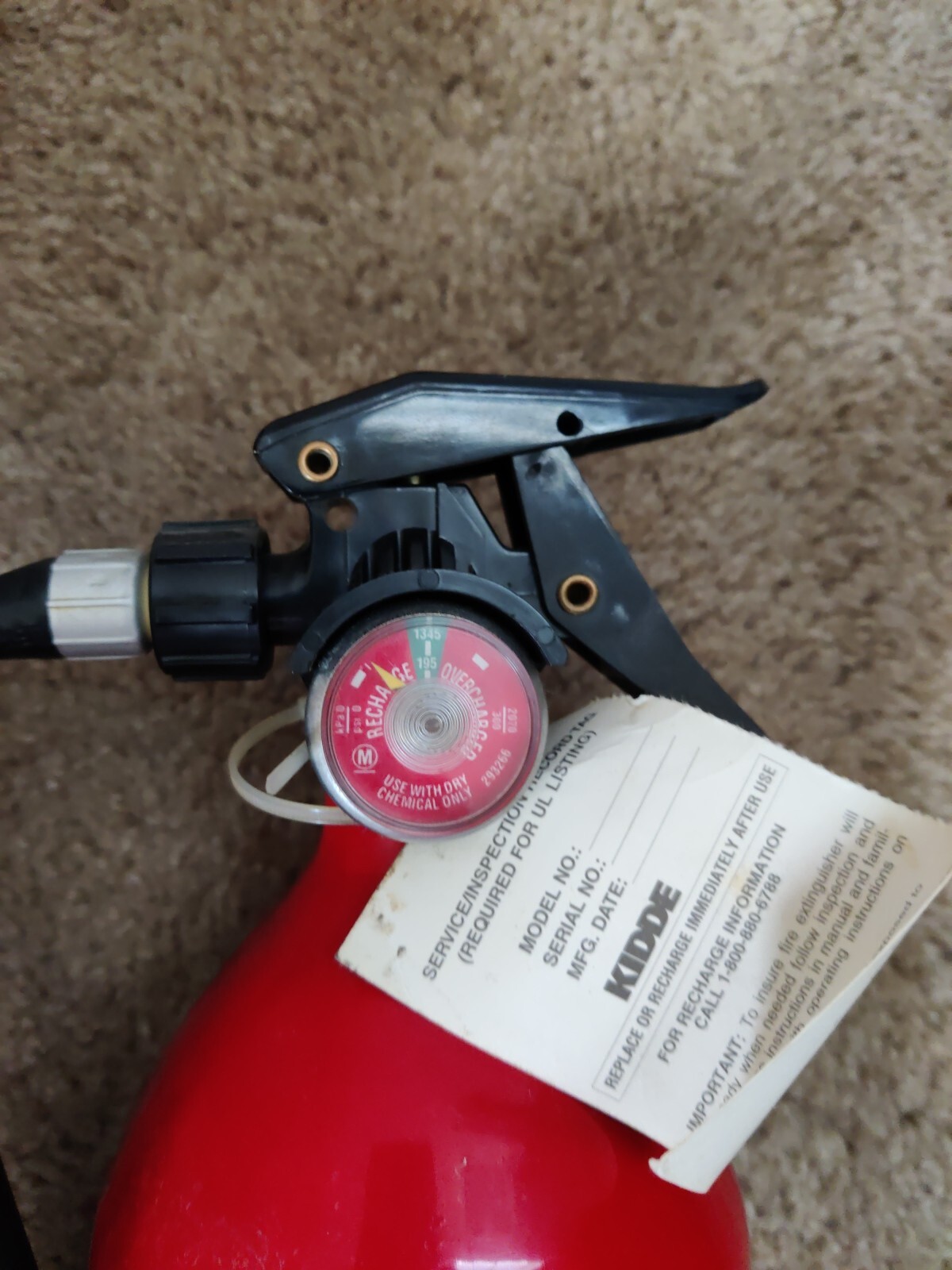 Kidde Fire Extinguisher UL Rated 1-A:10-B:C Model KD82-110ABC Need Recharge