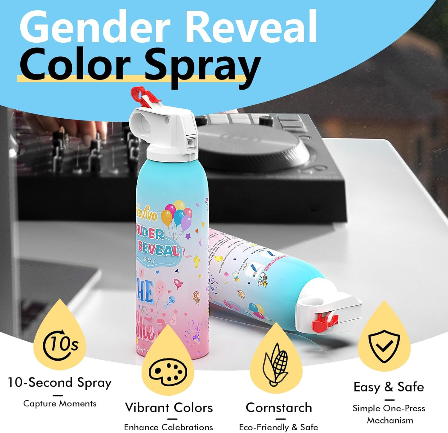 Previvo Reveal Fire Extinguisher Set -Gender Reveal Color Smoke Powder Spray