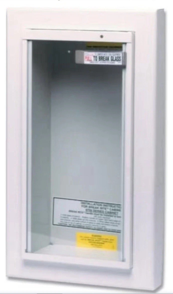 Kidde Fire Extinguisher Wall Cabinet White Galvanized Steel Glass Storage