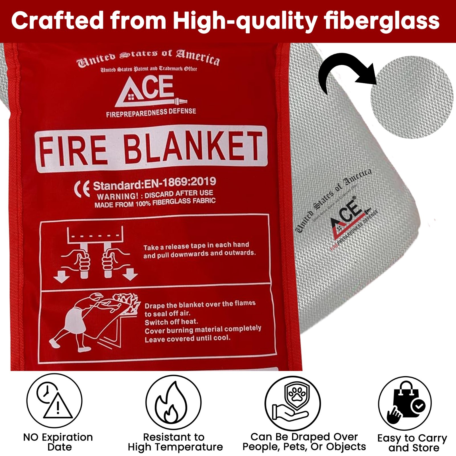 Fire Emergency Fire Blanket – 3-Pack – Fire Suppression Blanket for Kitchen