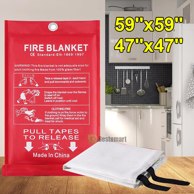 2-6Pcs LARGE FIRE BLANKET Fiberglass Emergency Home Retardant Prepared 59”x59”
