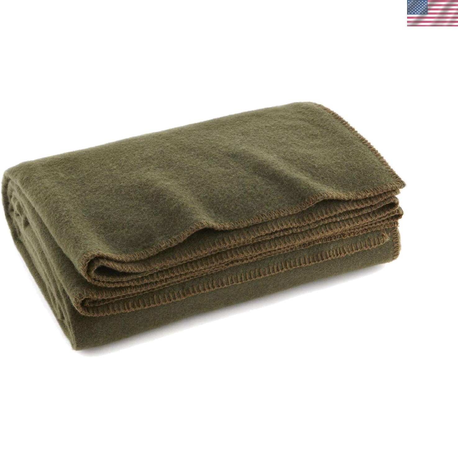 Heavyweight Olive Drab Wool Blanket – 66″ X 90″, Ideal for Camping & Hiking