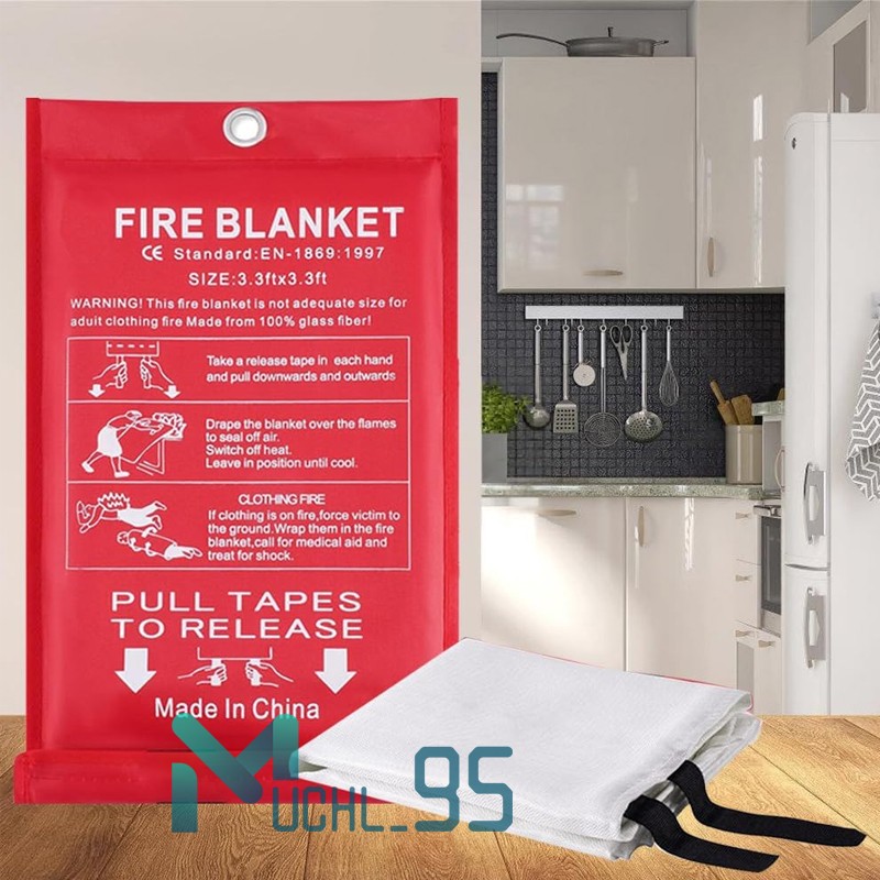 8/4PCS LARGE FIRE BLANKET Fiberglass Emergency Home Retardant Prepared 59”x59”