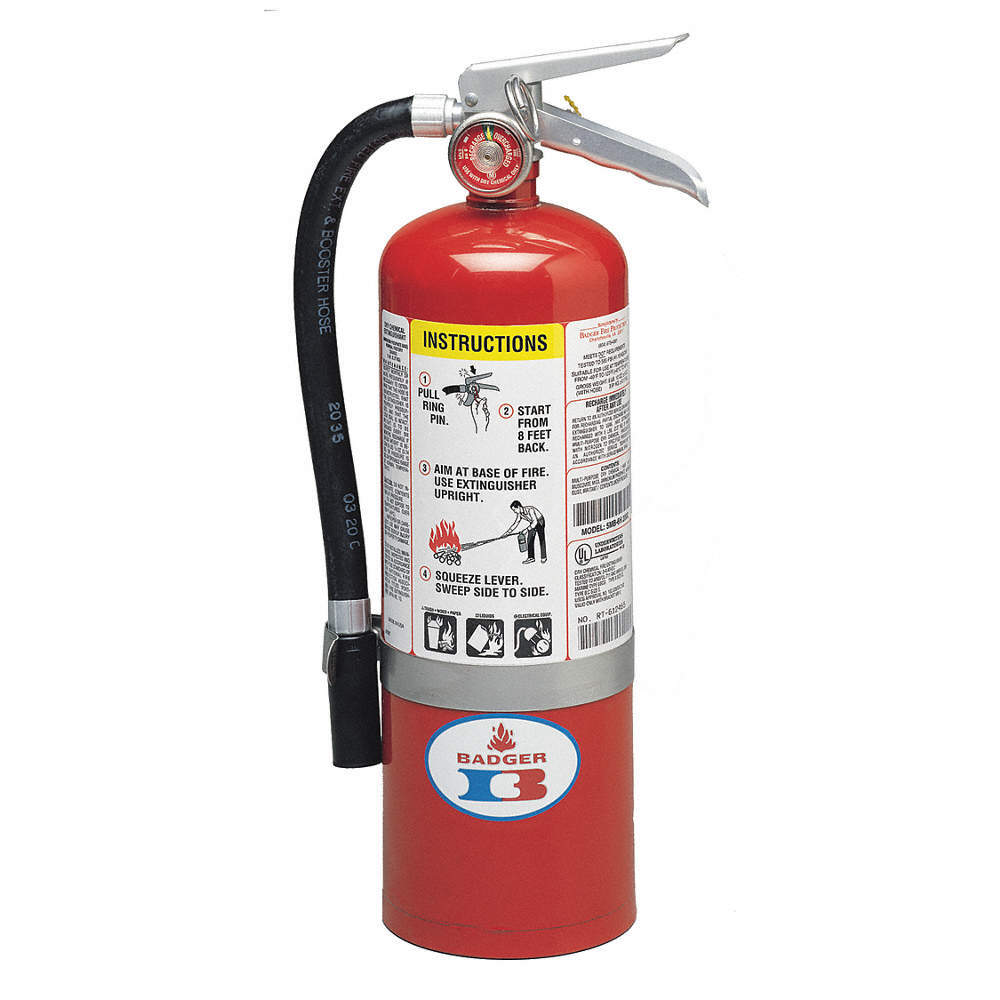 BADGER 5MB-6H Fire Extinguisher,Steel,Red,ABC 36MA27