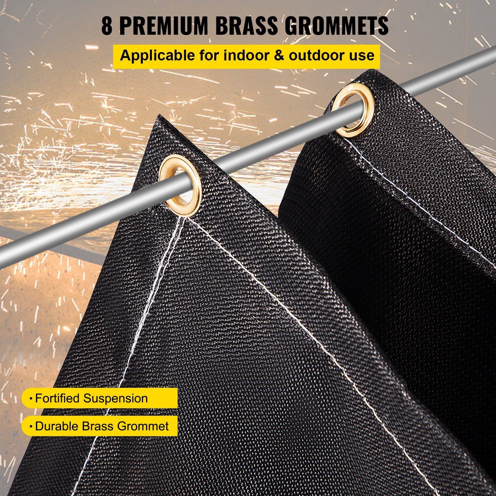 Welding Safety Blanket 6x10ft Fiberglass 1022°F 8-Metal Grommets Heavy Duty