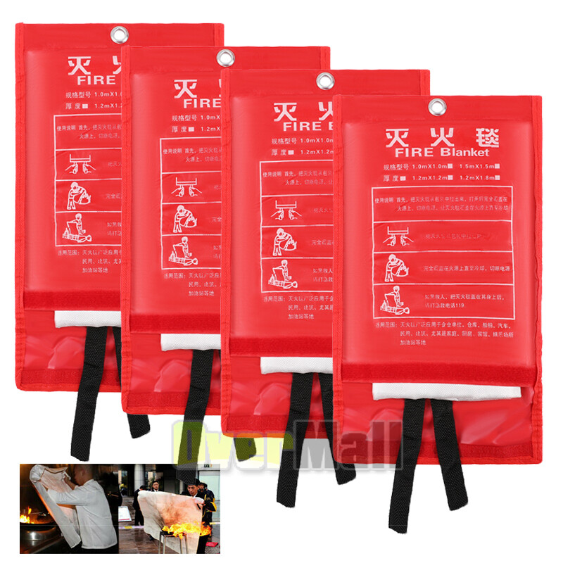 4x FIRE BLANKET Fiberglass Emergency Home Retardant Prepared 59”x59”,1.5mx1.5m