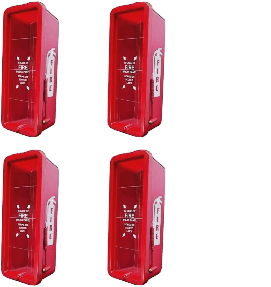 ✅🔥🧯(4-PACK) NEW 5lb FIRE EXTINGUISHER CABINET WITH PLEXI GLASS, LOCK & HAMMER