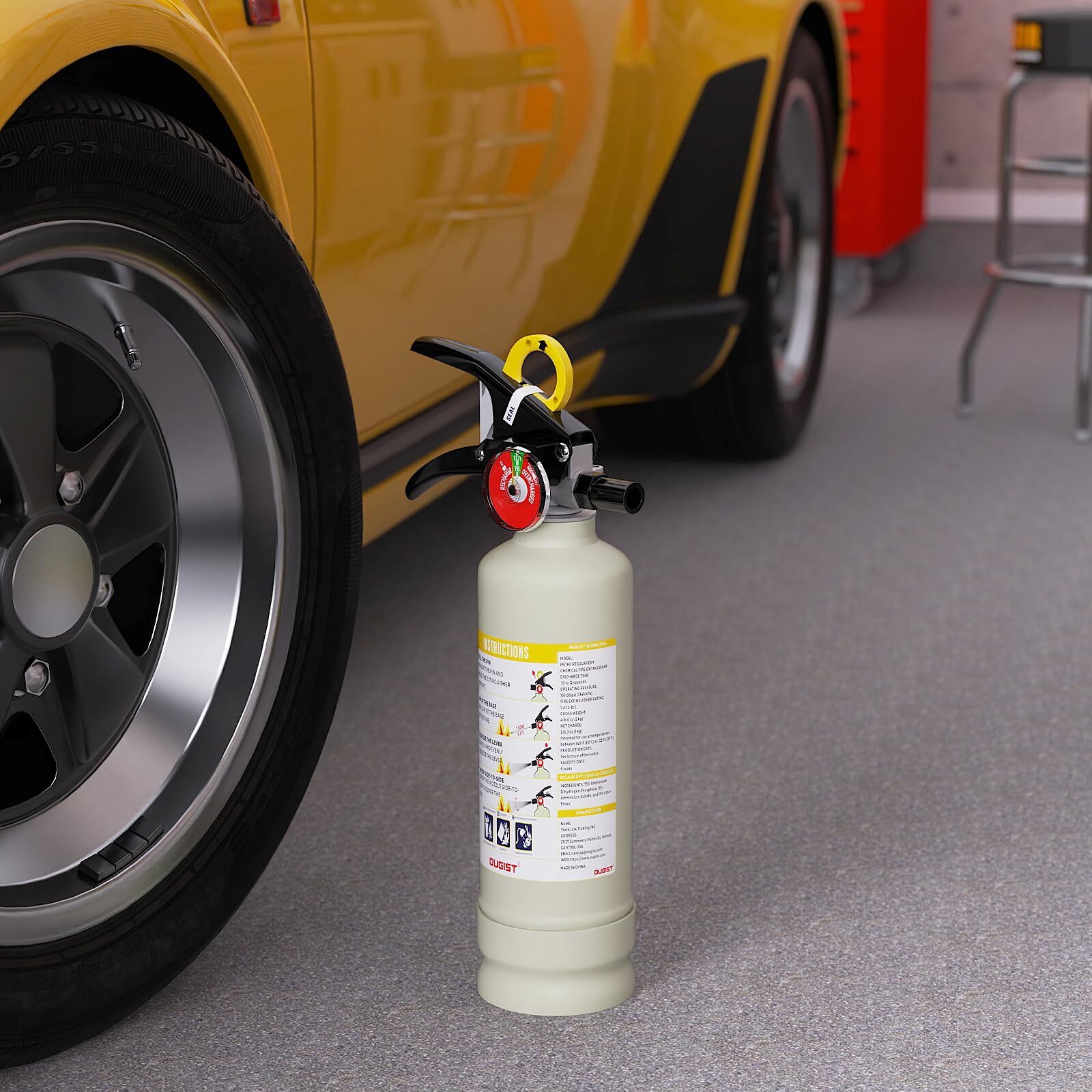 Ougist ABC Dry Powder Fire Extinguisher, 2.5 lb – 1-A:10-B:C Rated, Fire Extingu