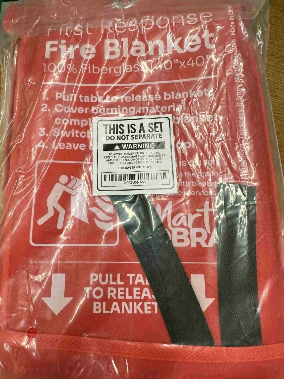 LOT Of 2 Mart Cobra First Response Fire Blanket 40×40 100% Fiberglass Home Use