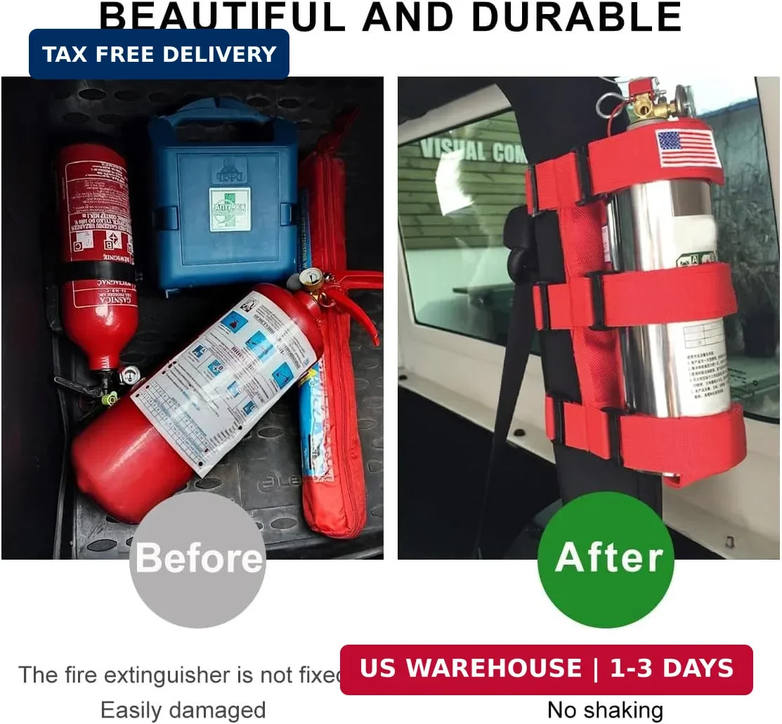 Fire Extinguisher Holder, Roll Bar Adjustable Extinguisher Strap Brackets with U