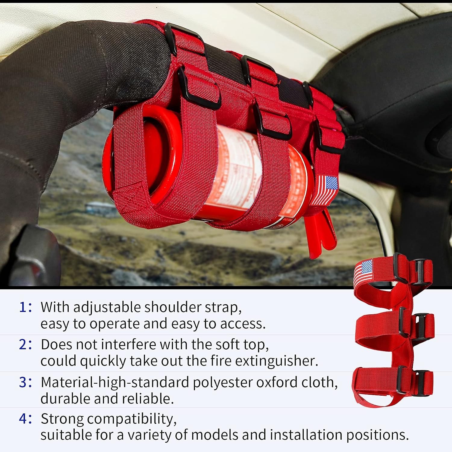 Adjustable Roll Bar Fire Extinguisher Mount Holder 3 lb for Jeep Wrangler Unl…