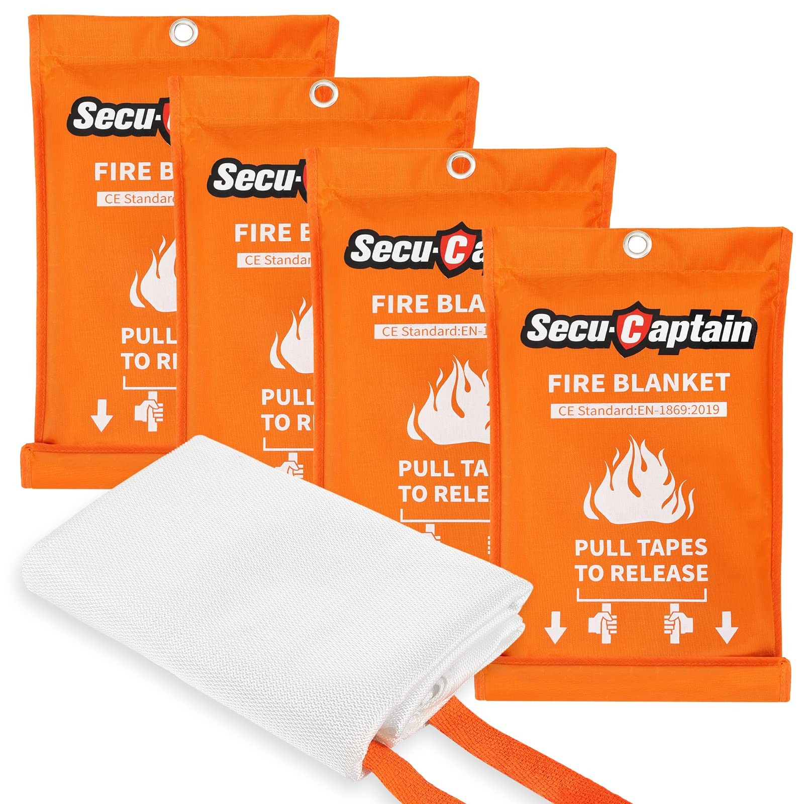 Emergency Fire Blanket for Home and Kitchen – 4 Pack 40″x40″ Flame Supppressi…
